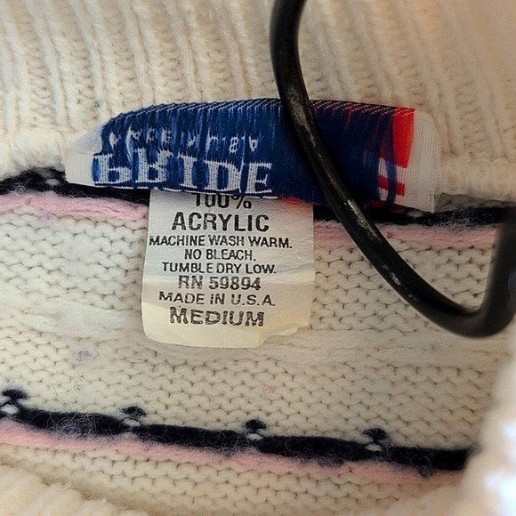 Vintage American Pride Womens Medium Mock Neck Sweater White Coquette Cottage - Picture 8 of 8